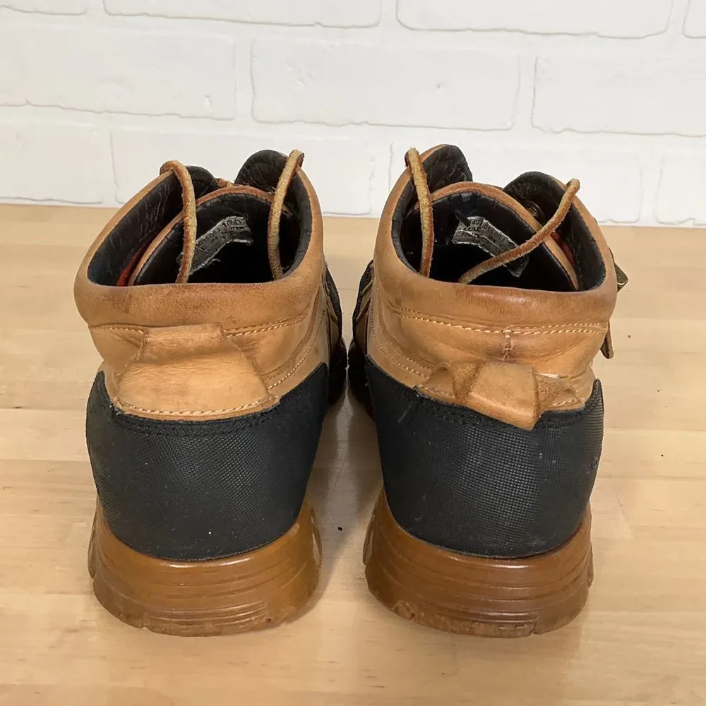 Polo Sport Ralph Lauren Duck Shoe Boots Men 10.5D Tan Black Dover Leather Buckle